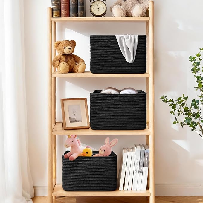 Storage Baskets for Organizing, 4 Pack Baskets for Shelves, Decorative Storage - Image 2