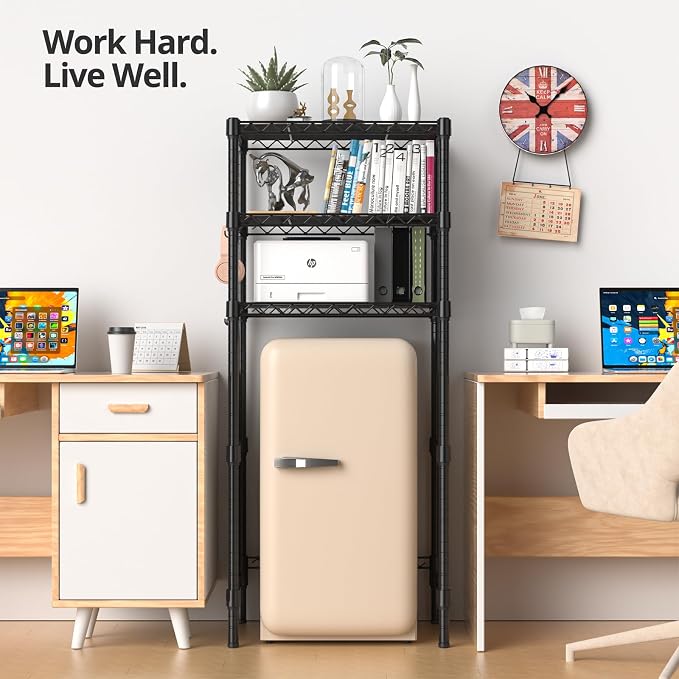 3-Tier Mini Fridge Stand, Adjustable Heavy Duty Storage Shelves, Maximizes - Image 2