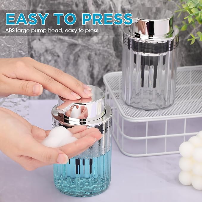2 Pcs Refillable Clear Foaming Hand Soap Dispenser 10 oz Plastic Dispenser Pump - Image 3