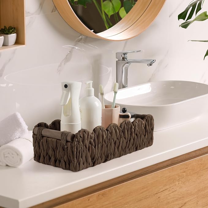 Toilet Paper Storage Basket Bathroom Counter Organizer Wicker Baskets - Image 4