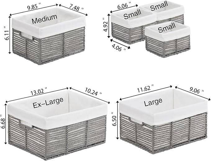 Vagusicc Wicker Storage Basket, 6 Pack Baskets - Image 2