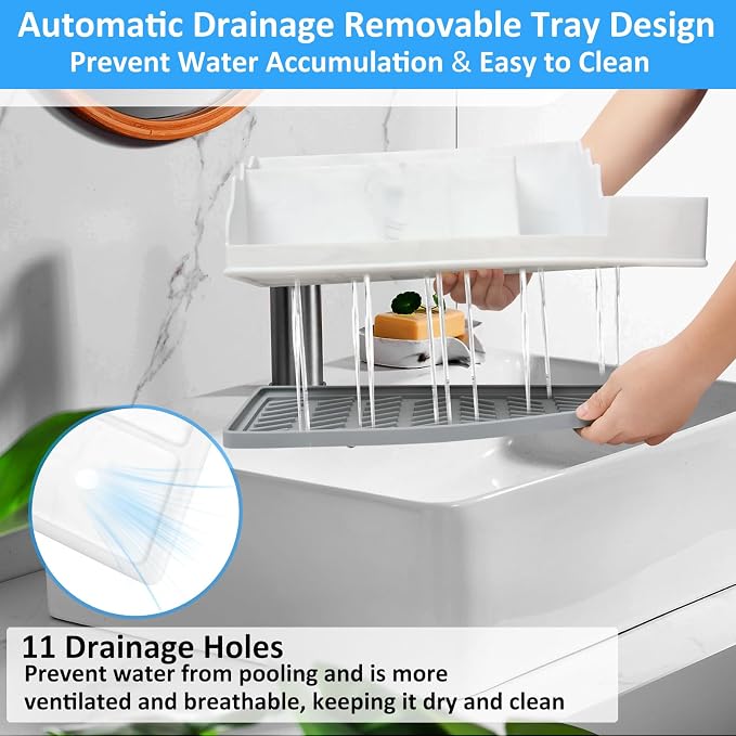 Bathroom Counter Organizer, Large White Silicone Toothbrush Holders - Image 6