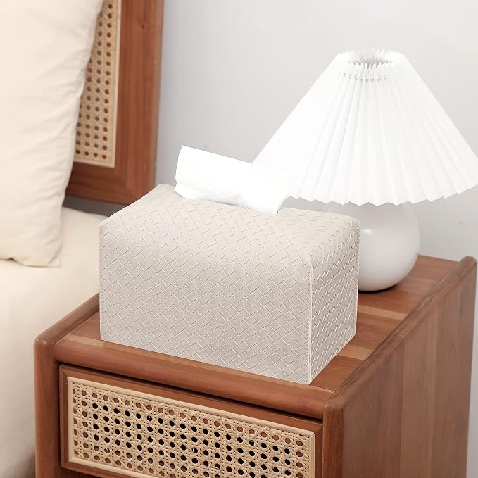 Tissue Box Cover PU Leather Tissue Holder Square Facial Tissue Case Facial - Image 3