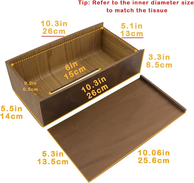 Geesatis Tissue Box Cover, Square Wood Tissue Box Holder, Rectangular Napkin - Image 2