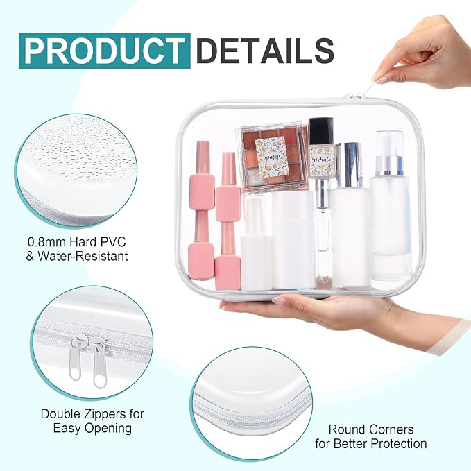 Sanwuta 10 Pcs Hard Zipper Case Clear Hard Pouches Plastic Zipper Pencil Box - Image 3