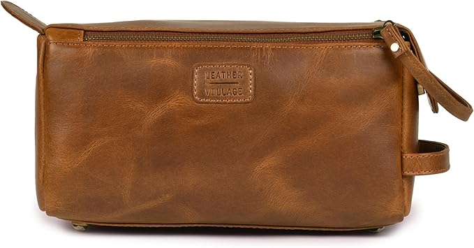 LEATHER VILLAGE Genuine Leather Travel Toiletry Bag - Image 2