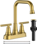 FORIOUS 4 Inch Bathroom Sink Faucet 2 Hole, Brushed Gold Vanity Faucet by FORIOUS
