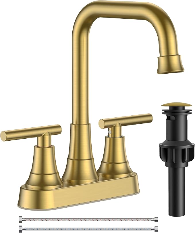 FORIOUS 4 Inch Bathroom Sink Faucet 2 Hole, Brushed Gold Vanity Faucet by FORIOUS