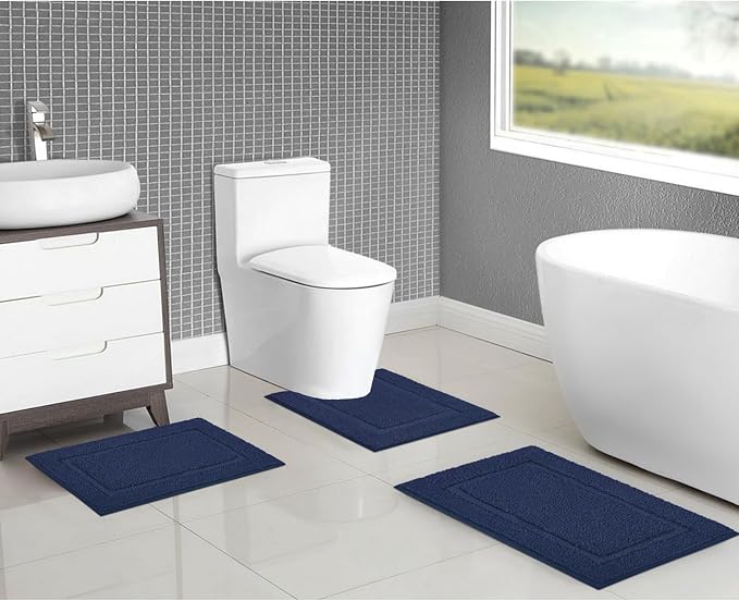 SHACOS Soft Fluffy Bathroom Rugs Set of 3 Pieces Bath Mats - Image 2