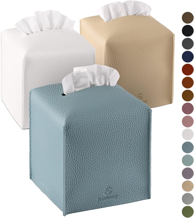 Tissue Box Cover, Jeethemy Square PU Leather Tissue Box Holder, Modern Tissue by Jeethemy