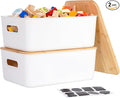 Citylife Storage Bins with Bamboo Lids 13QT Plastic Storage Containers by Anywish
