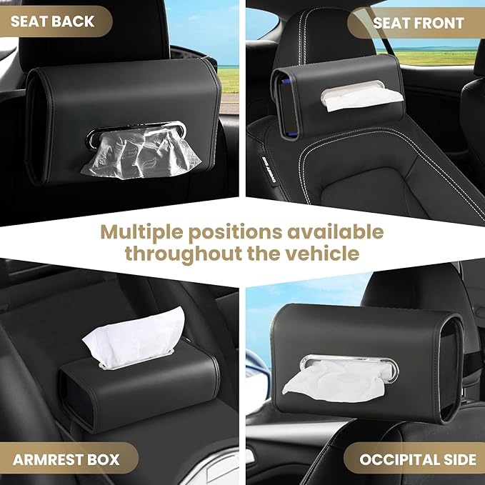 Car Tissue Holder, WHHMK Tissue Box Cover Keep Car Tidy, PU Leather Backseat - Image 5