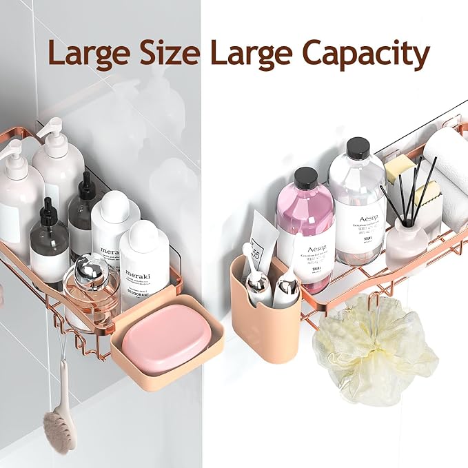 Shower Caddy Adhesive Shower Organizer 8-Pack, Rustproof Stainless Steel - Image 9