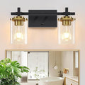 2-Lights Black and Gold Bathroom Light Over Mirror by Spiglamm