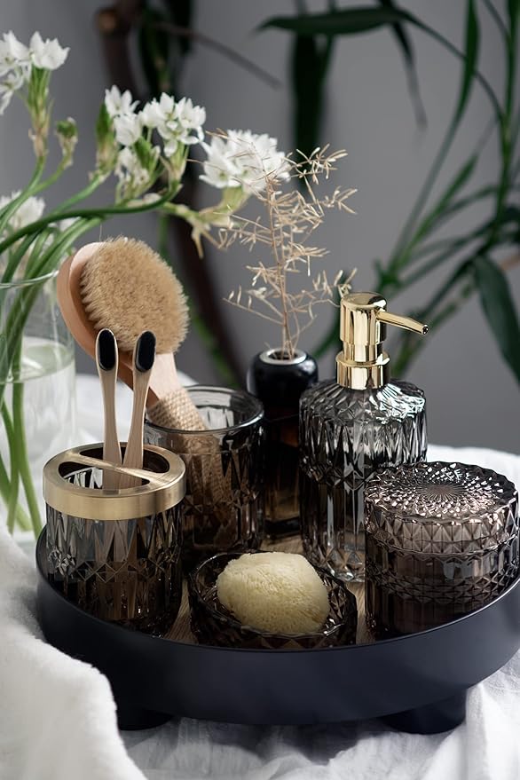 EMPO 6PCS Bathroom Clear Glass Accessories Set Contemporary Modern Decor - Image 5