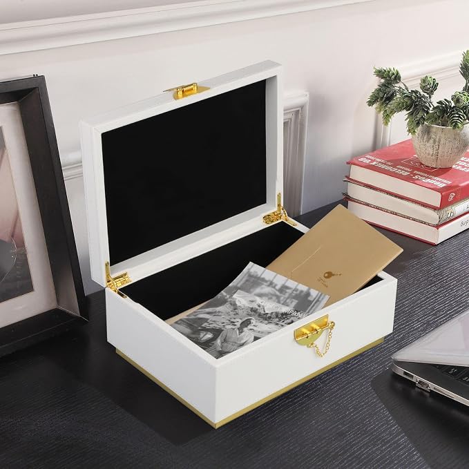 HofferRuffer Elegant Faux Leather Decorative Box, Storage Jewelry Box Organizer - Image 4