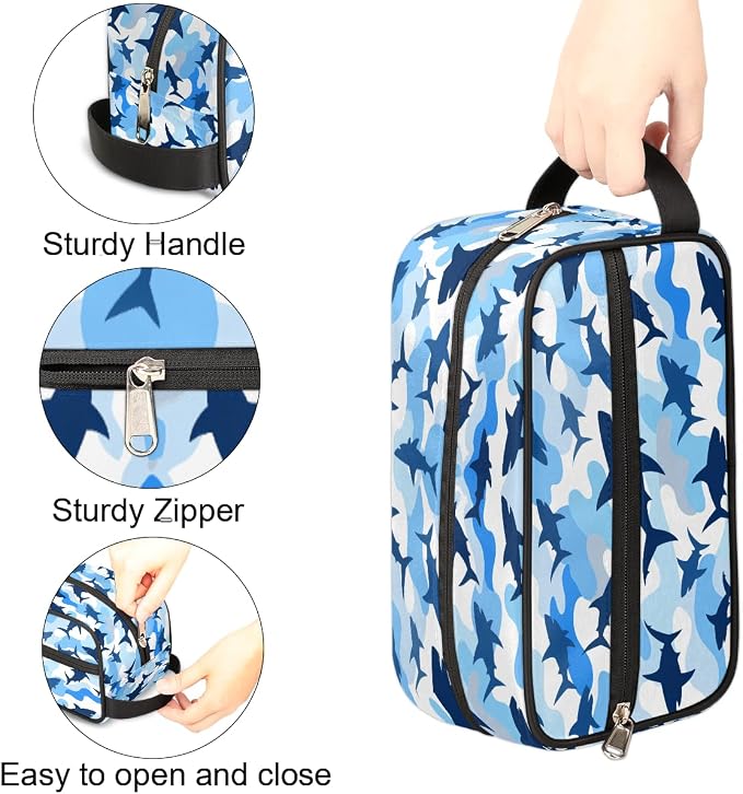 Shark Blue Camo Kids Toiletry Bag - Image 4