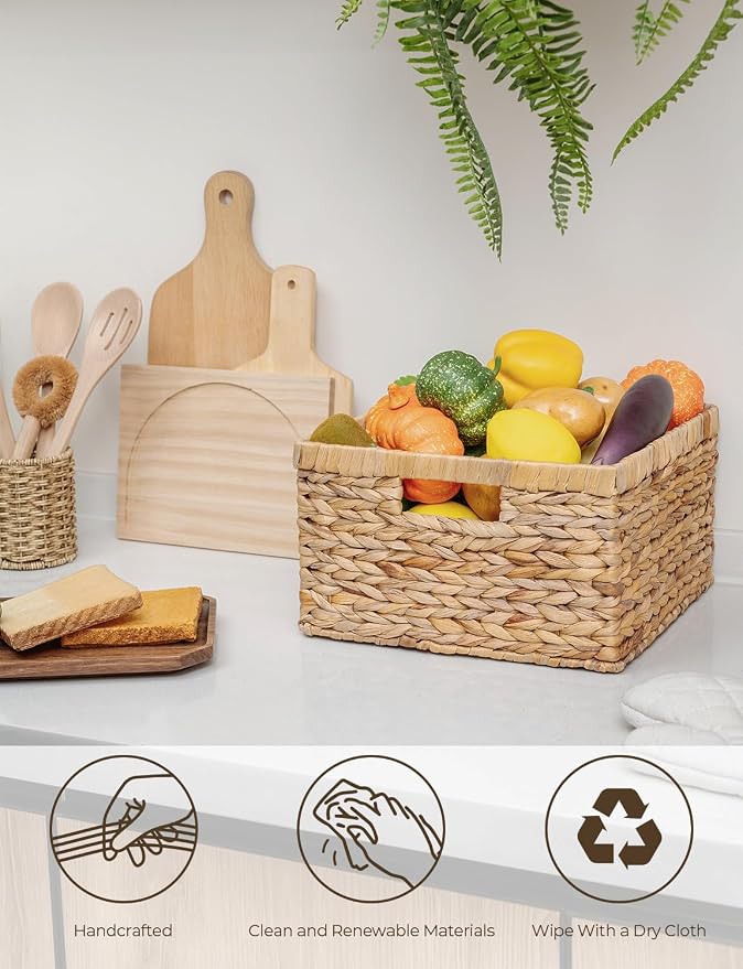 StorageWorks Wicker Storage Basket, Water Hyacinth Basket - Image 4