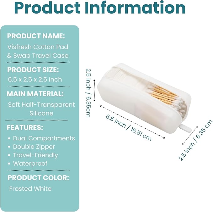 Cotton Pad Swab Travel Case – 2-in-1 Portable Waterproof Qtips Dispenser - Image 4