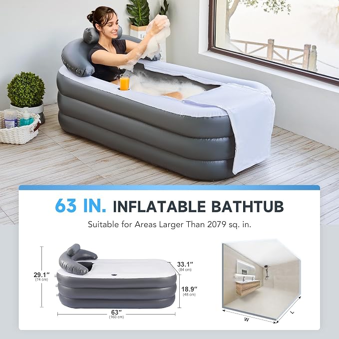 CO-Z Inflatable Bathtub With Electric Air Pump, Portable Tub With Blow Up Bath - Image 4