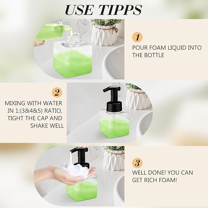 8.5 oz Foaming Soap Dispenser Plastic Foaming Pump Bottle, Refillable Dispenser - Image 4