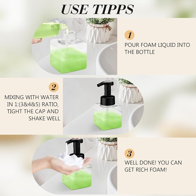 8.5 oz Foaming Soap Dispenser Plastic Foaming Pump Bottle, Refillable Dispenser - Image 4
