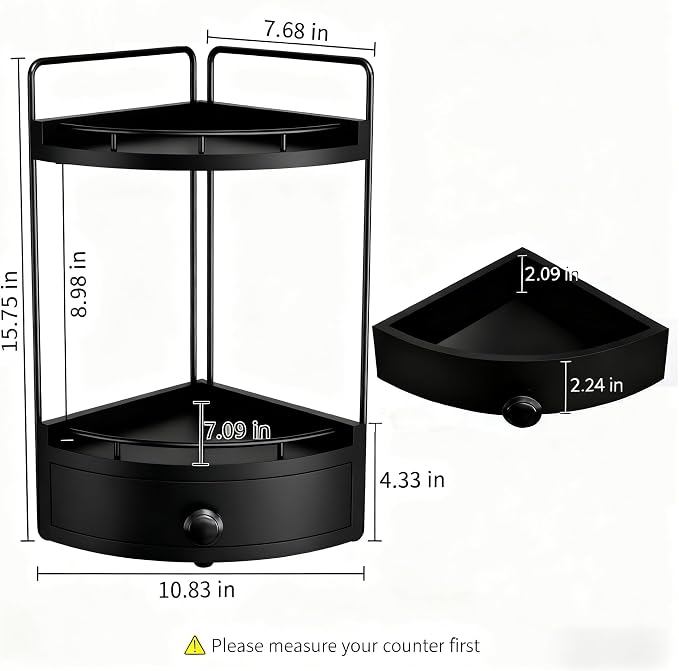 2-Tier Corner Bathroom Counter Organizer - Image 3