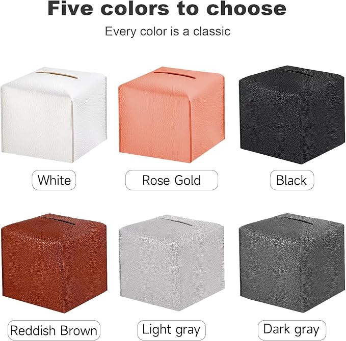 2 Pack, VIVIDLY Tissue Box Cover Holder, Square Modern PU Leather Tissue Box - Image 6