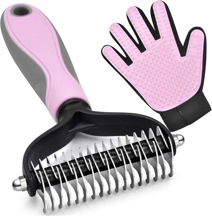 Double-Sided Undercoat Rake for Deshedding & Dematting Pets by KAIFONG