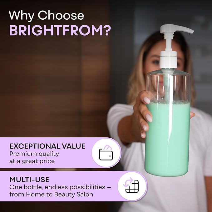 BRIGHTFROM Empty Shampoo Pump Bottles, 32 OZ / 1 Liter, BPA-Free Cylinder - Image 6