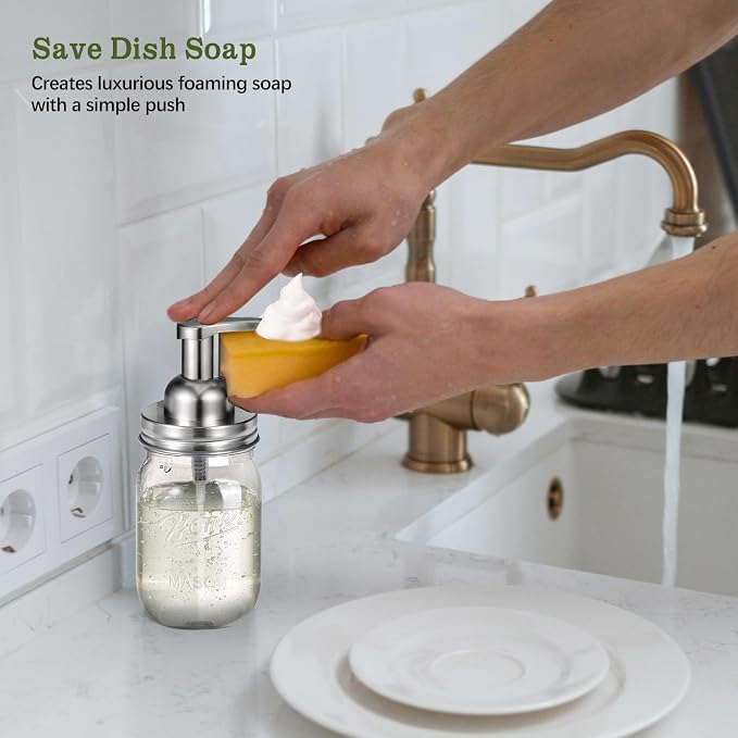 Amolliar Plastic Mason Jar Foaming Soap Dispenser - Image 6