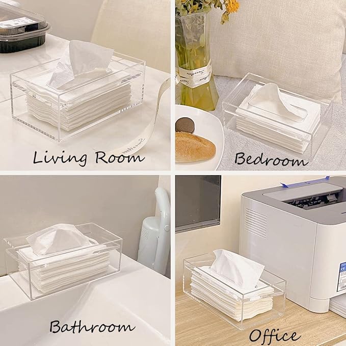 SANRUI Clear Acrylic Facial Tissue Box Cover Holder - Image 4