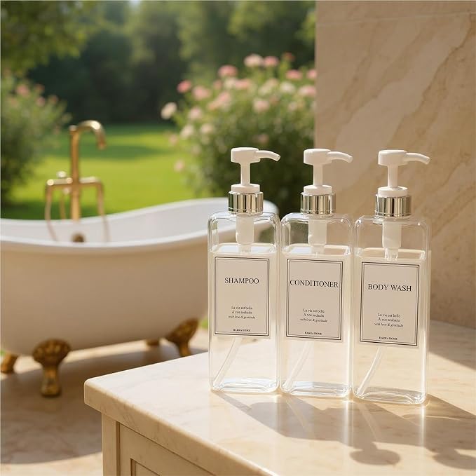 Modern Design Shampoo and Conditioner Dispenser, Large 27oz Shower Soap - Image 7