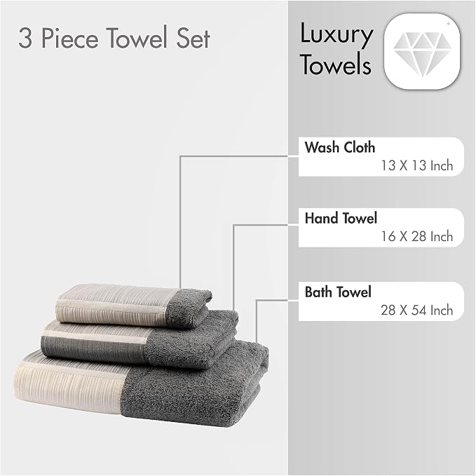 Zahari Home Modern Line Bathroom Towel Set - Image 2