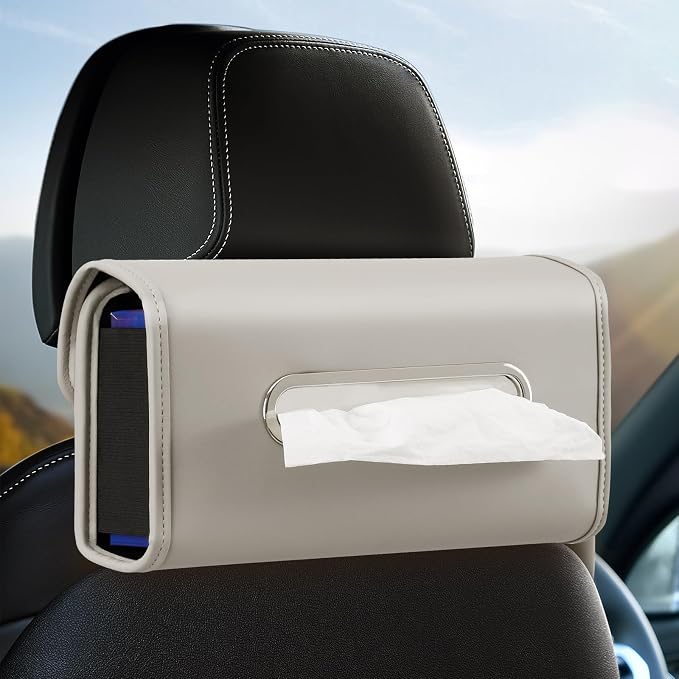 Car Tissue Holder, WHHMK Tissue Box Cover Keep Car Tidy, Premium PU Leather by WHHMK