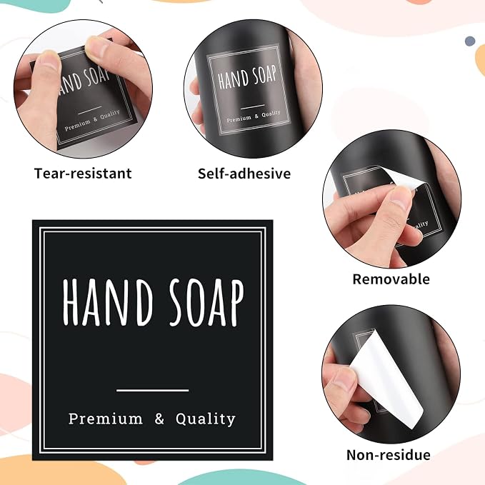 Segbeauty Kitchen Organization Labels, Reusable Hand Soap Dispenser Sticker - Image 4