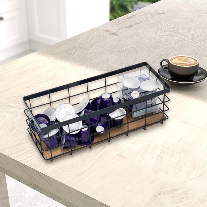 TIEYIPIN Farmhouse Small Metal Wire Storage Basket Bin, Rustic Home Storage - Image 6