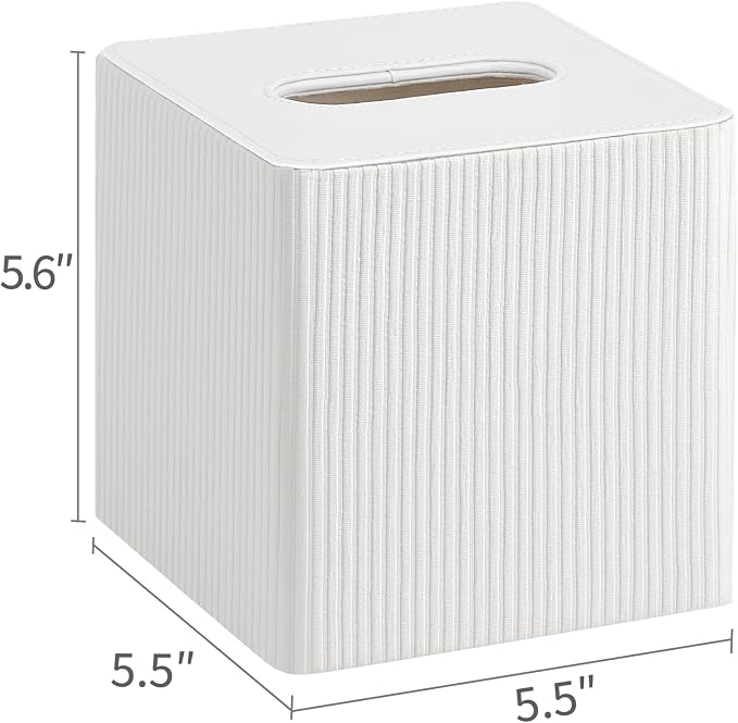 Mkono Tissue Box Cover PU Leather Square Tissue Box Holder - Image 7