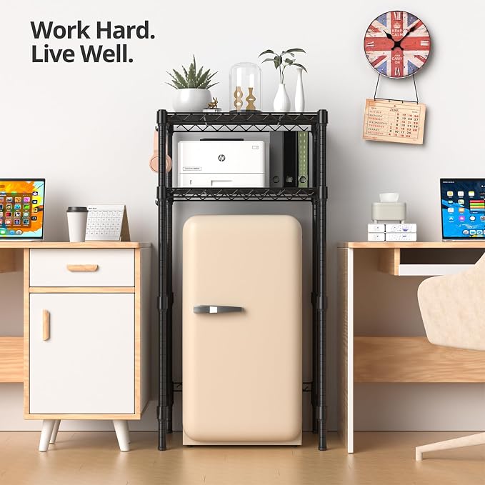 Mini Fridge Stand with Adjustable Shelf, 2 Tier Storage Rack Organizer - Image 2