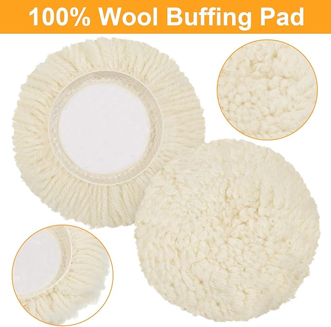 Tallew 6 Pcs 3 Inch Wool Polishing Pad Hook Loop Buffing Pad - Image 4