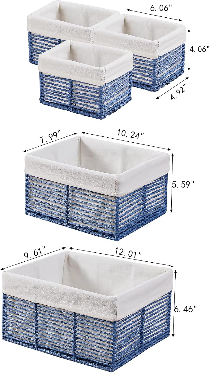 Vagusicc Wicker Storage Basket, Hand-Woven Paper Rope Wicker Baskets, - Image 2