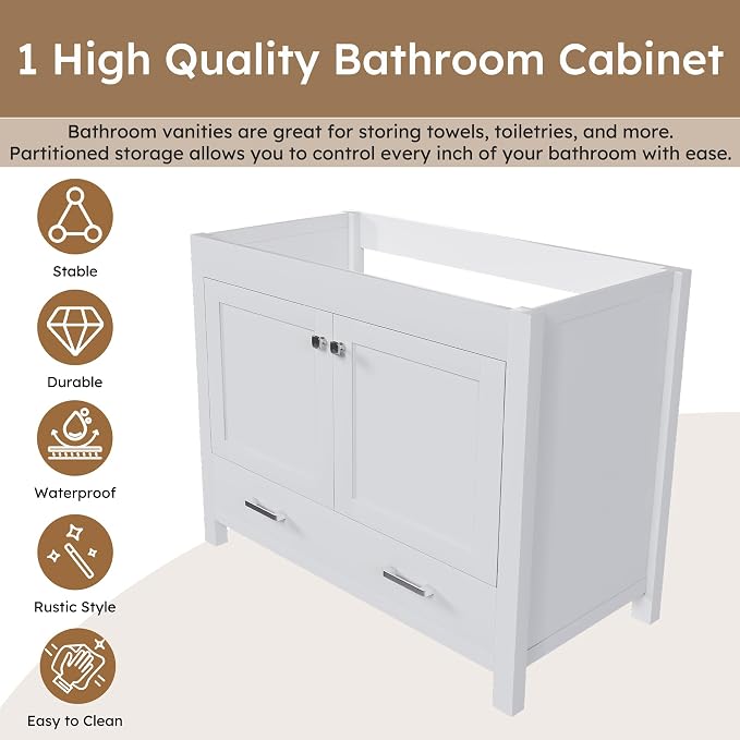 Montary 42" Bathroom Vanity Without Sink, Modern Stylish MDF Bathroom Storage - Image 3