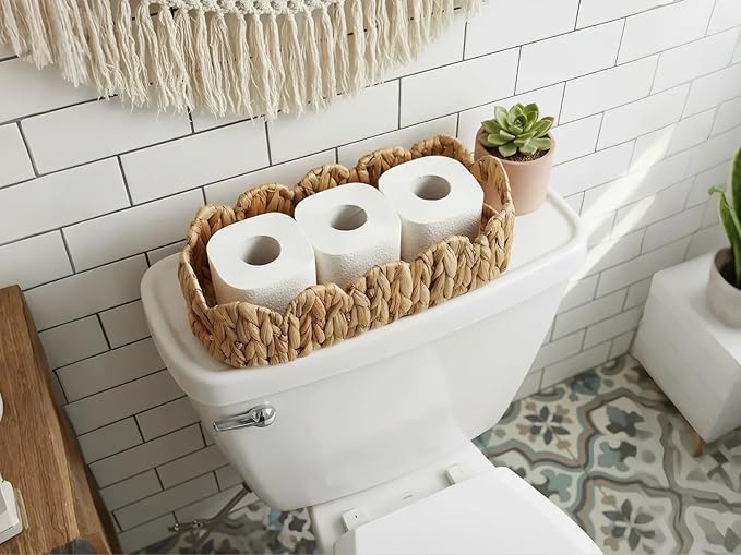 2 SAME SIZE Toilet Paper Storage Basket, Back of Toilet Storage, Boho Decor - Image 2