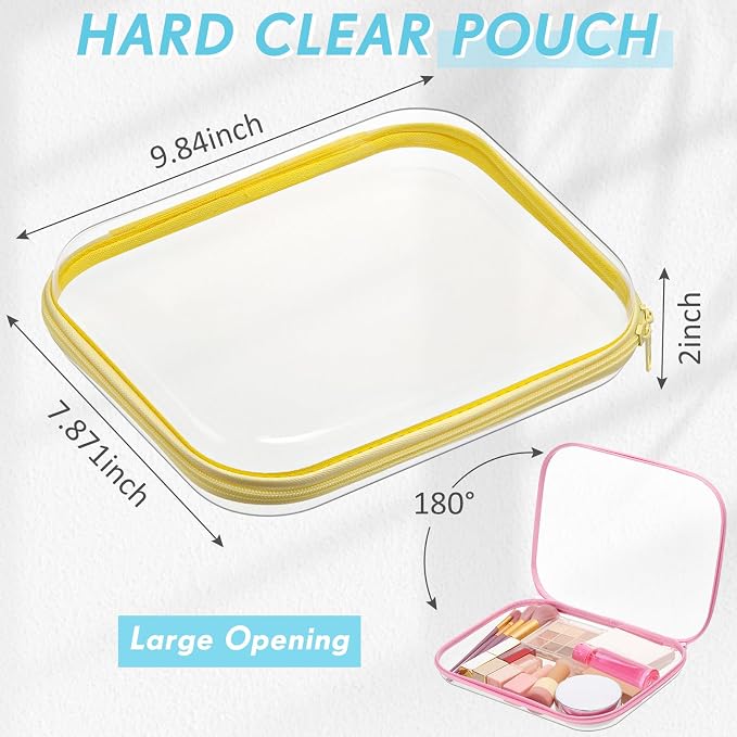 Sanwuta 10 Pcs Hard Zipper Case Clear Hard Pouches Plastic Zipper Pencil Box - Image 2