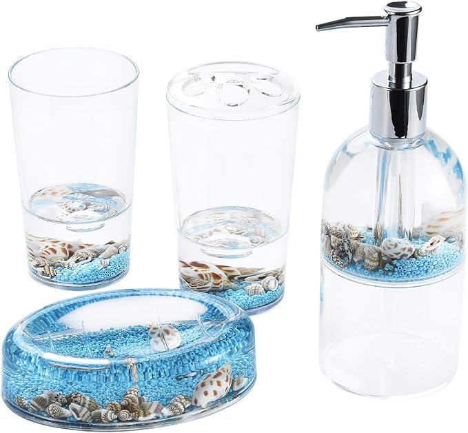 Locco Decor 4 Piece Acrylic Liquid 3D Floating Motion Bathroom Vanity Accessory by LoccoDecor