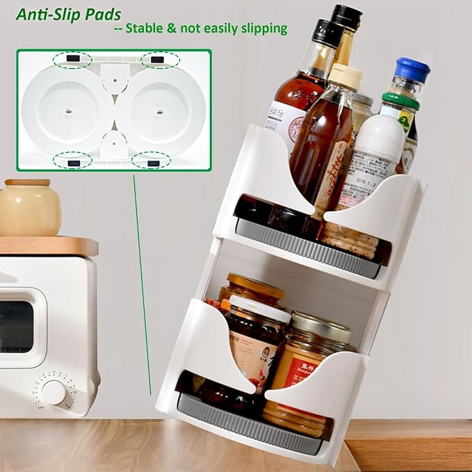 Refrigerator Lazy Susan Turntable, 360°Rotate Fridge Turntable Organizer - Image 6