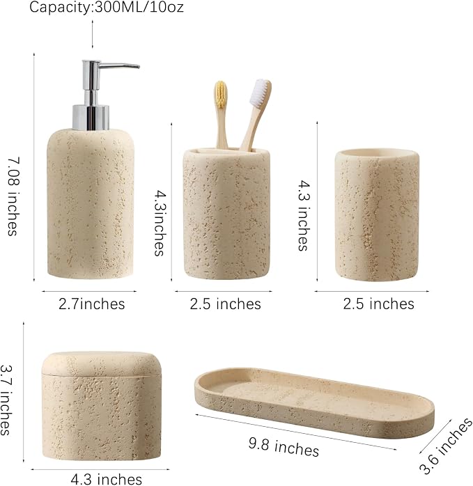 Bathroom Accessories Set, Mouthwash Cup & Toothbrush Holder, Qtip Holder - Image 3