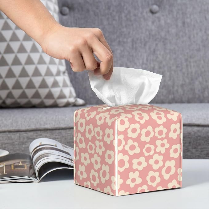 Vintage Groovy Flowers Tissue Box Cover Square - Image 6