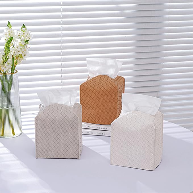 Tissue Box Cover PU Leather Tissue Holder Square Facial Tissue Case Facial - Image 7