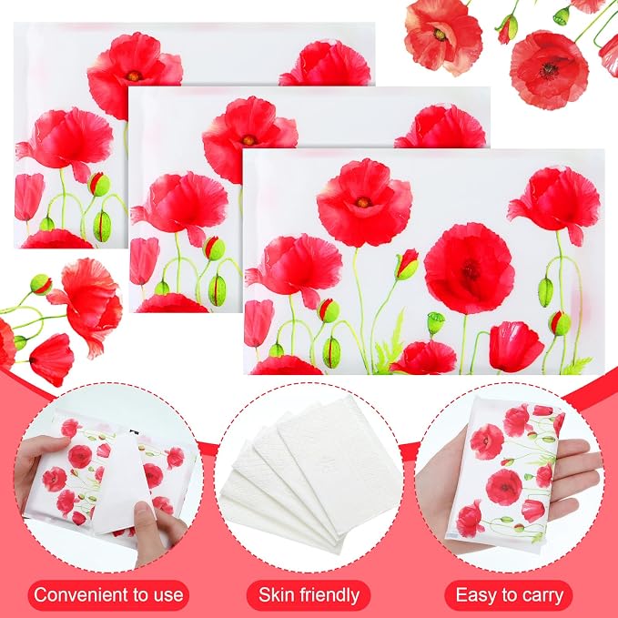 Geyee 50 Packs Tissue Travel Size Facial Paper Napkins Travel Packs Disposable - Image 3